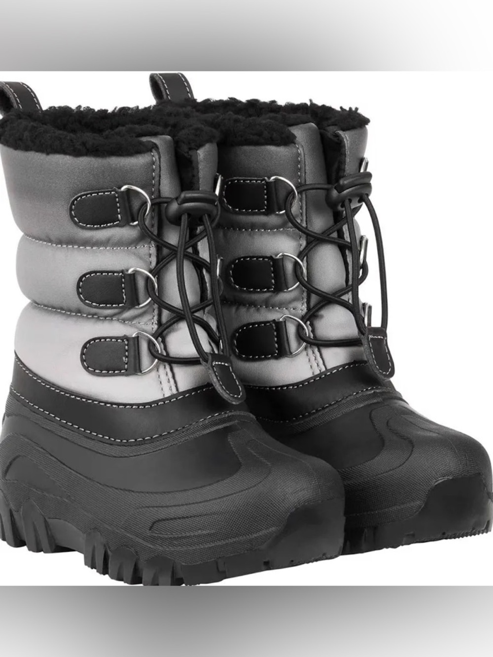 Black and Gray Insulated Winter Snow Boots Kids size 7/8